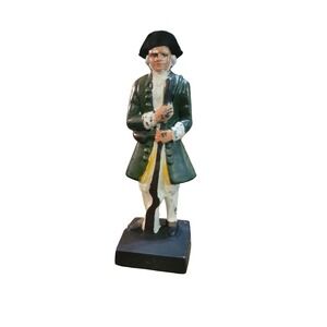 Vintage Cast Iron Painted Colonial Revolutionary War Soldier Door Stop Bookend
